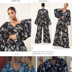 2 piece set, printed tie top